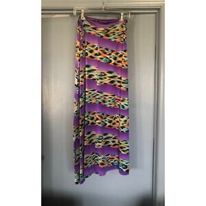 Vivi long Knit Skirt Size Large XL southwestern design purple stripe pull on